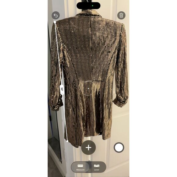 ZARA Gold Sequin Wrap Blazer Tuxedo Dress, XS $159 - Picture 12 of 13